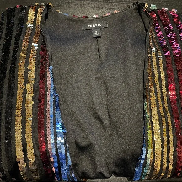 Torrid Black Multicolor Sequin Jacket - Picture 3 of 3